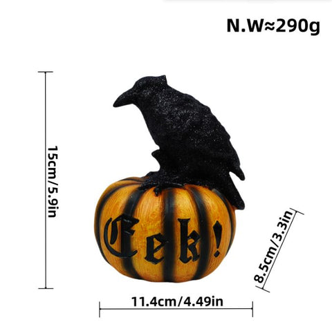 Halloween Crow Pumpkin Ornament Prop