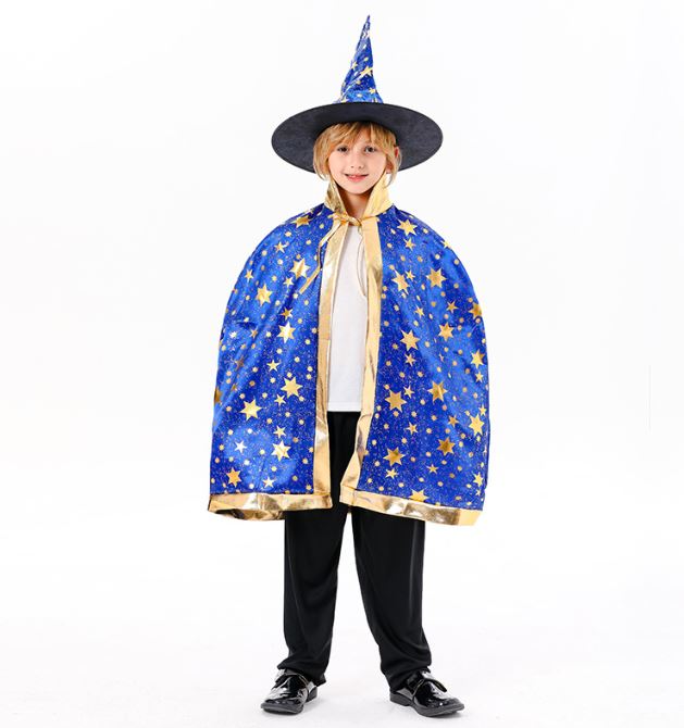 Halloween children's five-star hot stamping witch wizard cloak