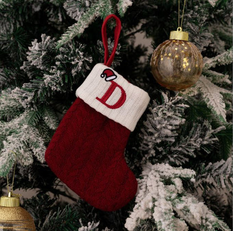 Red Knitted Christmas Letter Socks Christmas Tree Pendant