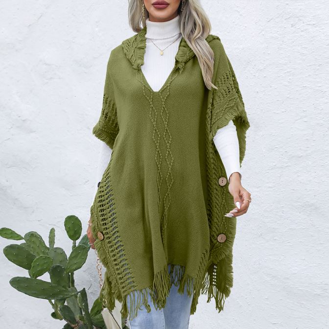 Casual loose V-neck tie hat mid length top jacket