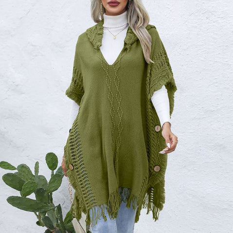 Casual loose V-neck tie hat mid length top jacket