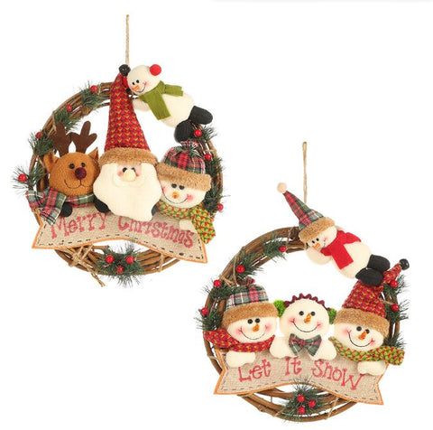 4 plush rattan flower garland pendants