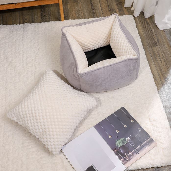 Small and medium-sized foldable square four season universal plush pet nest