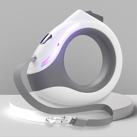 Circular LED light automatic retractable luminous dog leash