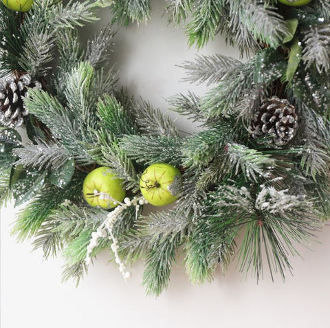 American style green apple door hanging Christmas wreath