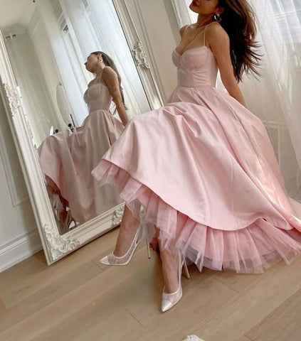 A Line Pink Prom Dresses,Formal Evening Dresses