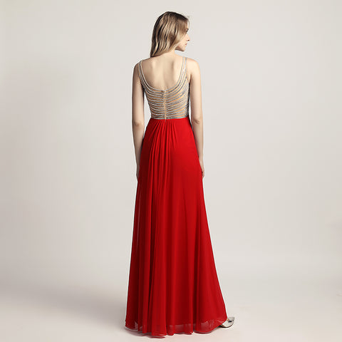 Graceful Champagne Spaghetti Strap V - Neck Ruched Gown Prom Dress,LX467