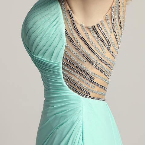 Graceful Champagne Spaghetti Strap V - Neck Ruched Gown Prom Dress,LX467