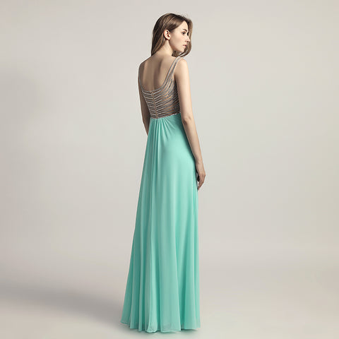 Graceful Champagne Spaghetti Strap V - Neck Ruched Gown Prom Dress,LX467