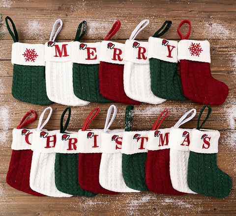 Red Knitted Christmas Letter Socks Christmas Tree Pendant