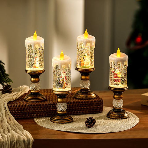 Christmas decoration with water filled candle ornaments
