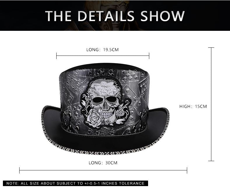 Punk retro knight skull embroidered dome party hat