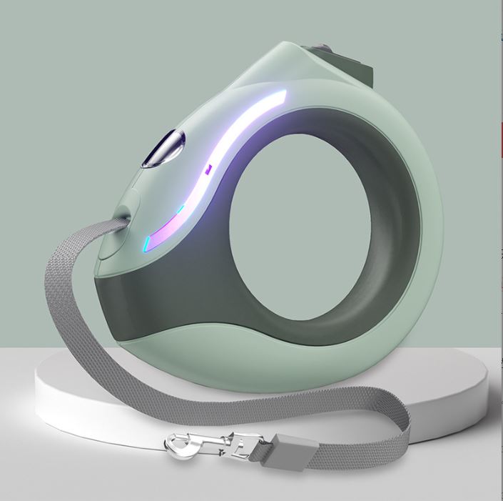 Circular LED light automatic retractable luminous dog leash