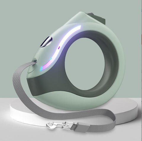 Circular LED light automatic retractable luminous dog leash