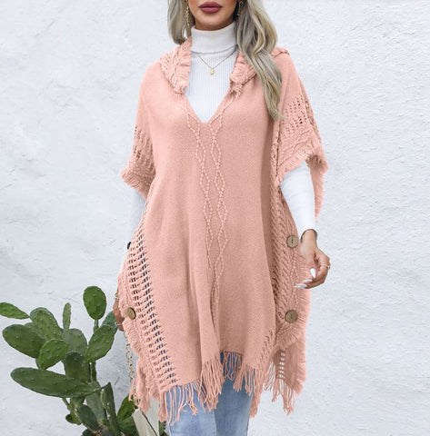 Casual loose V-neck tie hat mid length top jacket