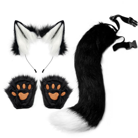 Halloween Set Beast Claw Simulation Plush Fox Ear Hair Hoop Beast Ear Tail COS Accessory
