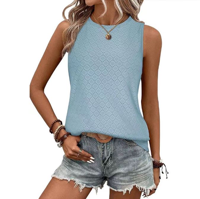 Spring and summer new round neck printed vest T-shirt top