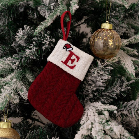 Red Knitted Christmas Letter Socks Christmas Tree Pendant