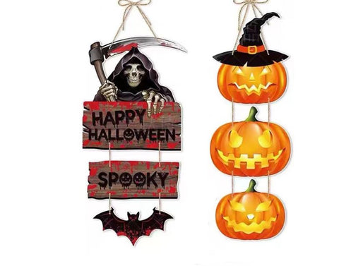 Halloween Wooden Pumpkin Bat Courtyard Wall Pendant Decoration Arts and Crafts