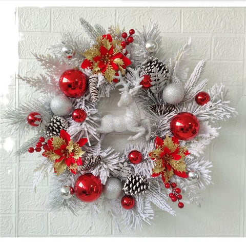 Christmas Deer Plush Flower Wreath