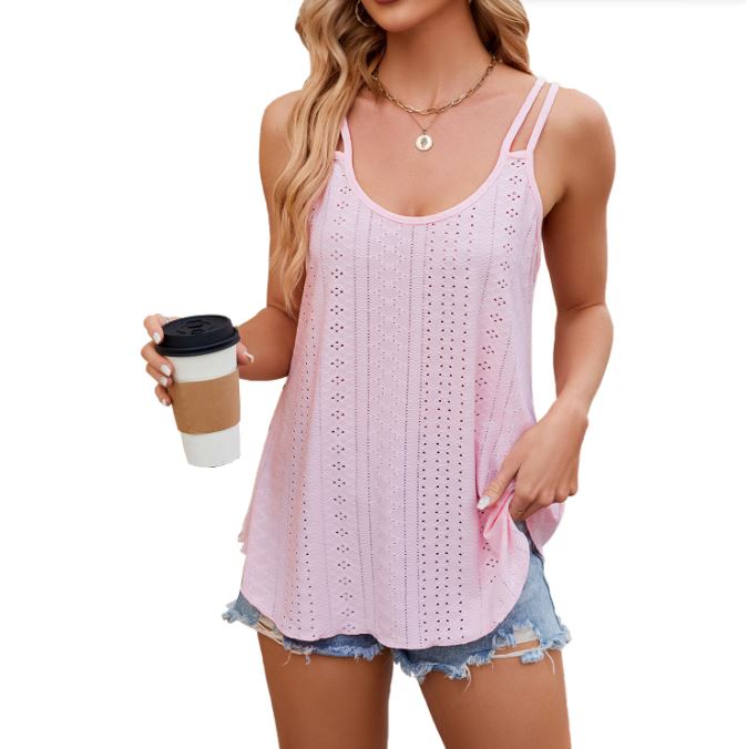 Solid color round neck women's base camisole vest