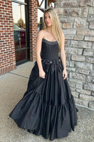 Cute Ball Gown Satin Scoop Neck Long Prom Dresses with Beading