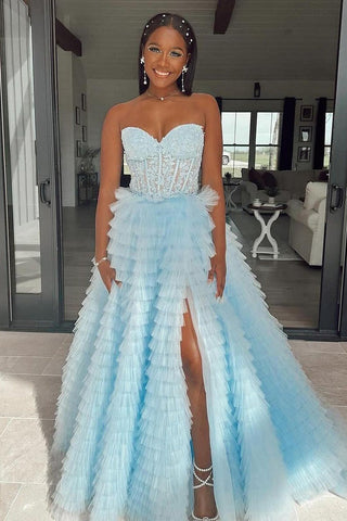 Cute Sweetheart Tulle A Line Long Prom Dresses