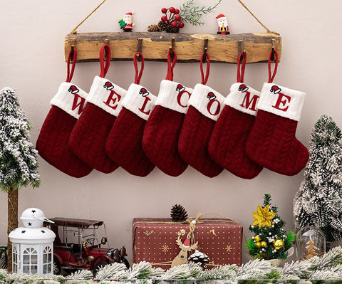 Red Knitted Christmas Letter Socks Christmas Tree Pendant