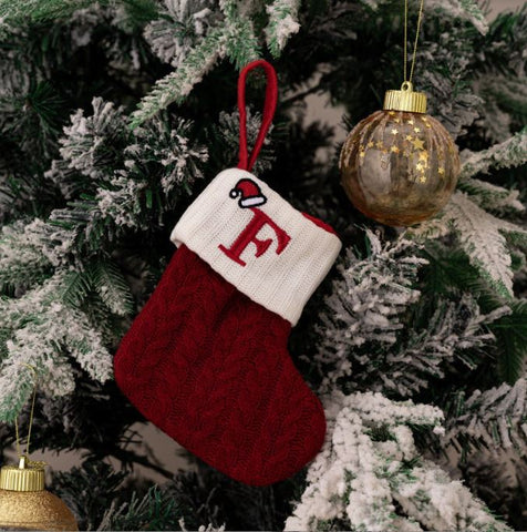 Red Knitted Christmas Letter Socks Christmas Tree Pendant