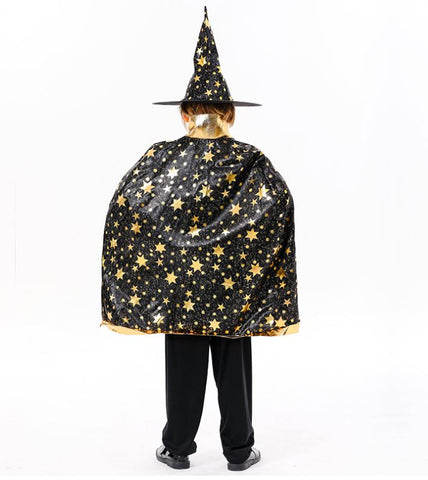 Halloween children's five-star hot stamping witch wizard cloak