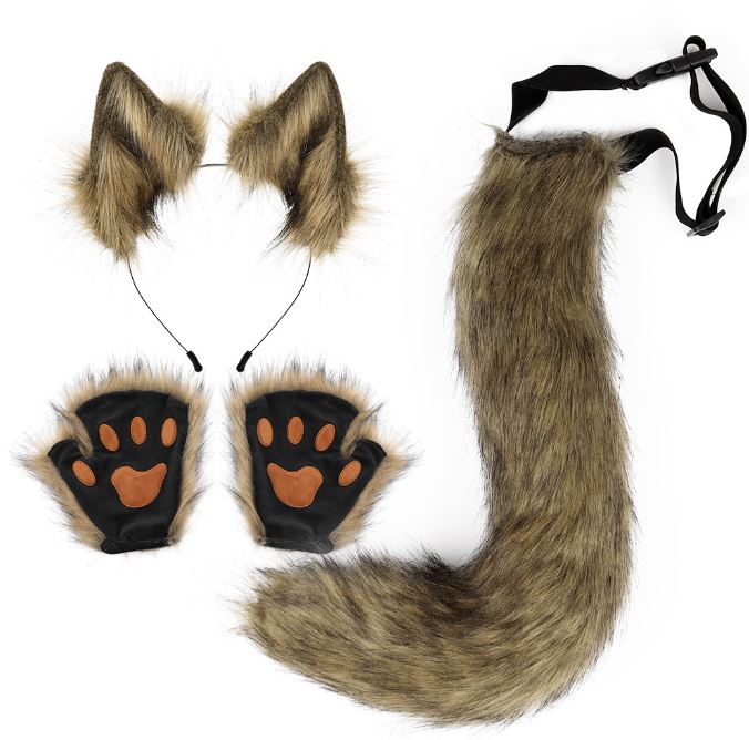 Halloween Set Beast Claw Simulation Plush Fox Ear Hair Hoop Beast Ear Tail COS Accessory