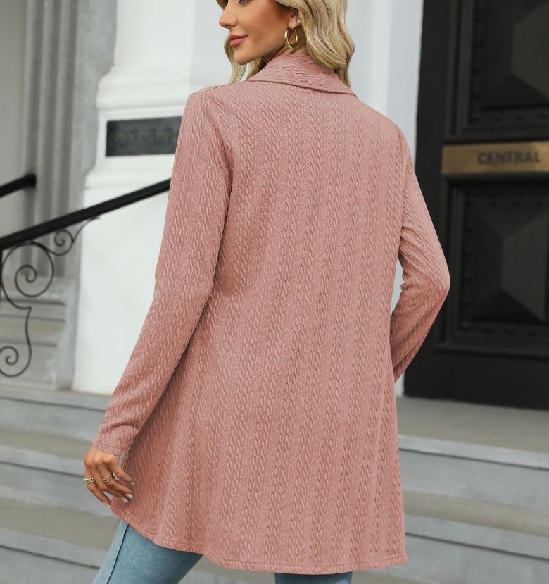 Autumn and winter new long sleeved solid color loose cardigan top women's knitted jacket