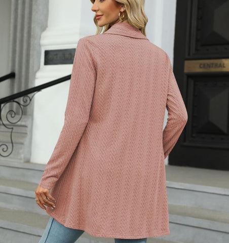Autumn and winter new long sleeved solid color loose cardigan top women's knitted jacket