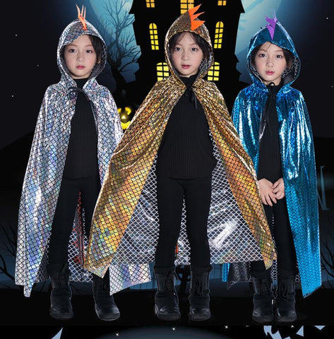 Halloween children's dinosaur hot stamping hooded canopy performance costume
