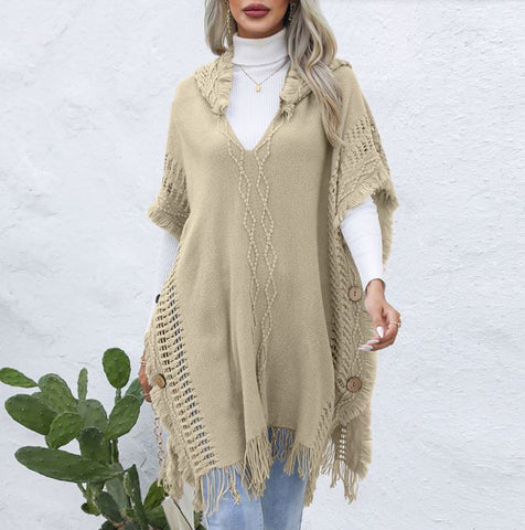 Casual loose V-neck tie hat mid length top jacket