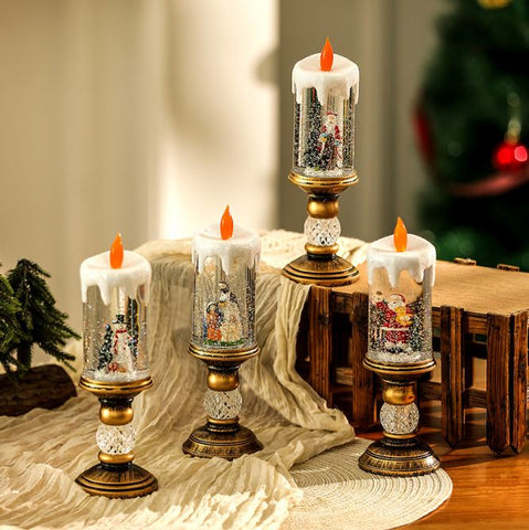 Christmas decoration with water filled candle ornaments