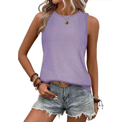 Spring and summer new round neck printed vest T-shirt top