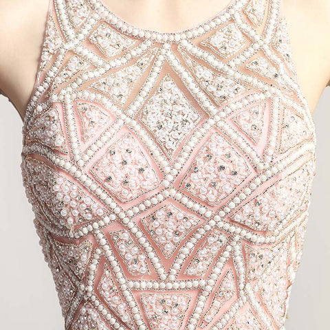 Stunning Sleeveless Mermaid Gown in Pink with Embellished Bodice Prom Dress,LX420