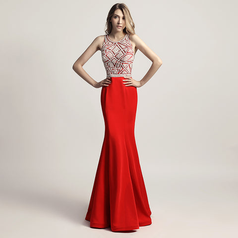 Stunning Sleeveless Mermaid Gown in Pink with Embellished Bodice Prom Dress,LX420