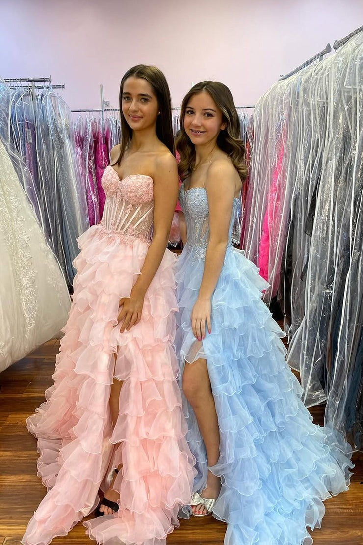 Cute Blush Pink A Line Sweetheart Tulle Long Prom Dress