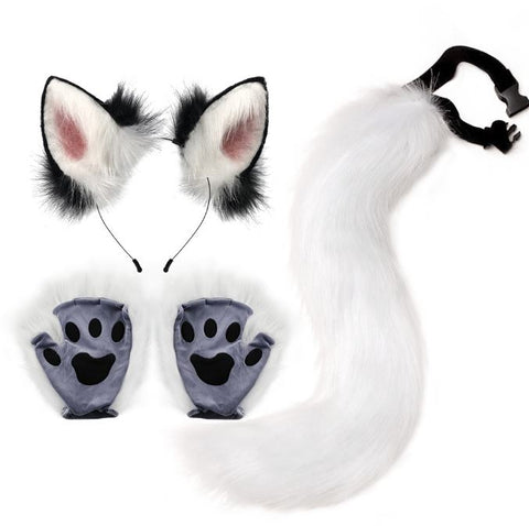 Halloween Set Beast Claw Simulation Plush Fox Ear Hair Hoop Beast Ear Tail COS Accessory