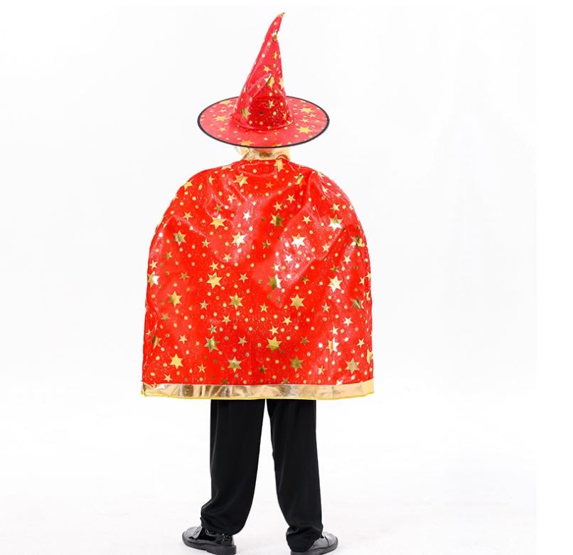 Halloween children's five-star hot stamping witch wizard cloak