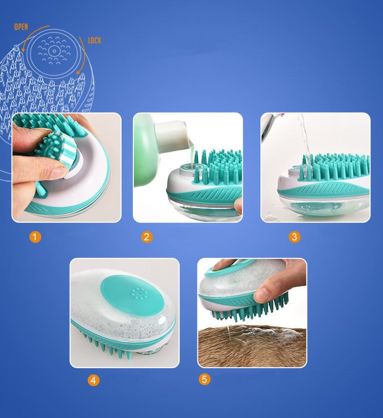 Pet Squeezing Bath Massage Brush Bath Liquid Comb