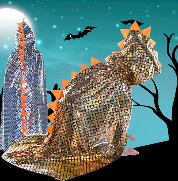 Halloween children's dinosaur hot stamping hooded canopy performance costume