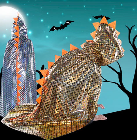 Halloween children's dinosaur hot stamping hooded canopy performance costume