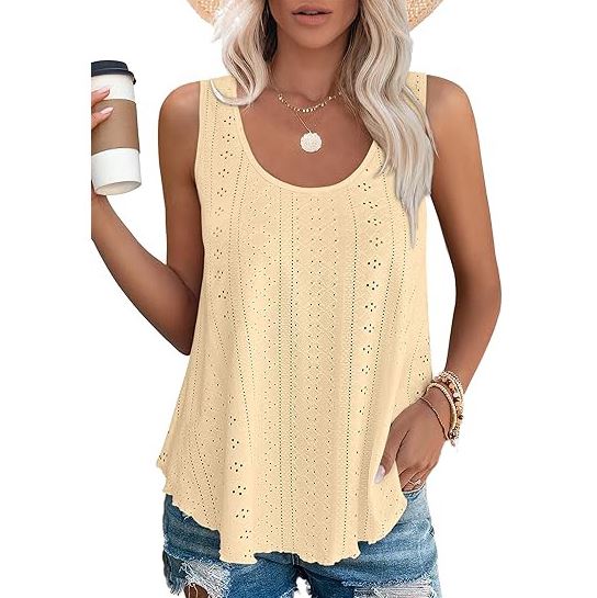Spring and summer new round neck loose sleeveless T-shirt top