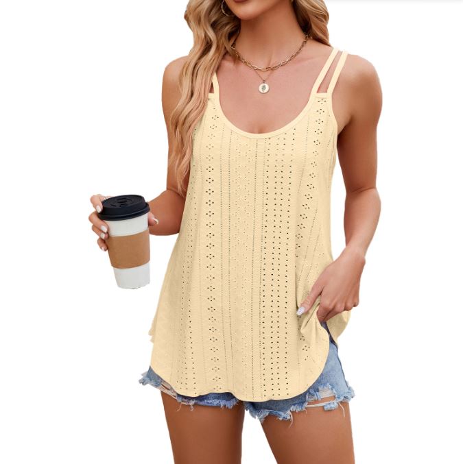 Solid color round neck women's base camisole vest