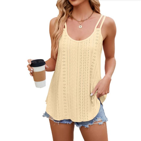Solid color round neck women's base camisole vest