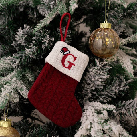 Red Knitted Christmas Letter Socks Christmas Tree Pendant