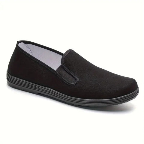 Chinese Traditional Canvas Flats For Men, Breathable Lightweight Slip On Shoes For Outdoor Walking Driving Martial Art Kung Fu Tai Chi Training, Autumn And Winter